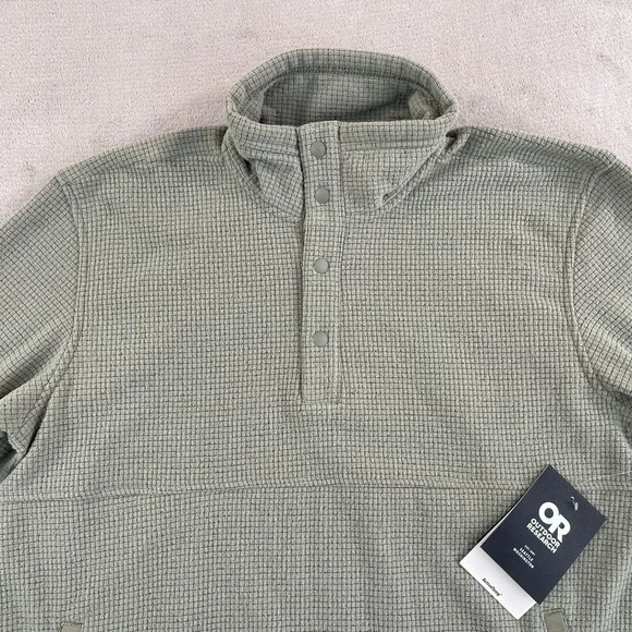 Outdoor Research Trail Mix Snap Pullover Men Medium Flint Fleece UPF 30 NWT $100 - Picture 4 of 9